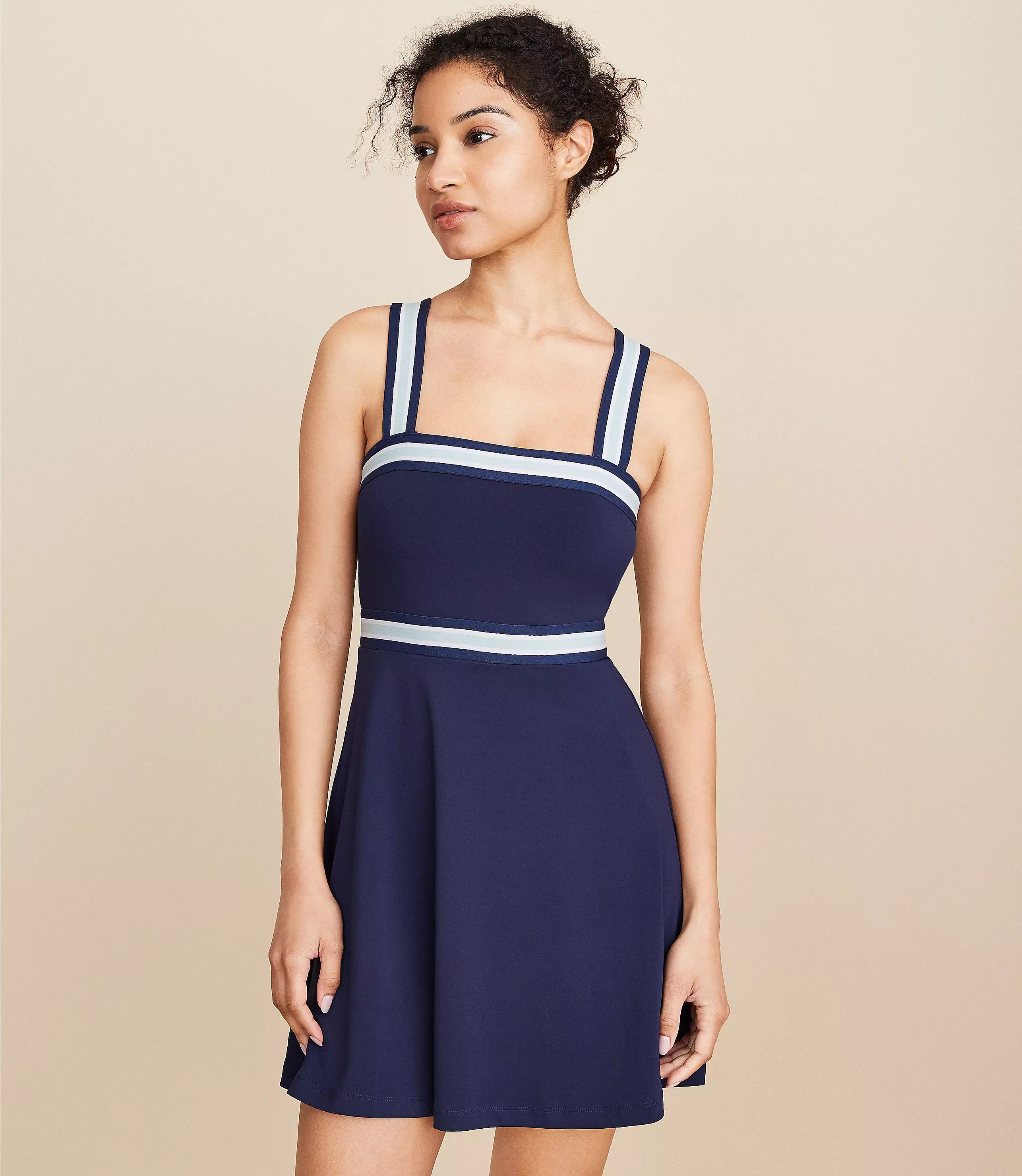 Petite Lou & Grey Striped Strappy Softsculpt Skort Dress | LOFT