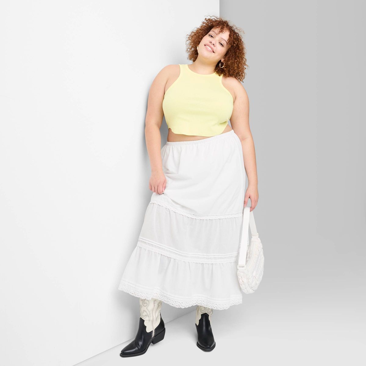 Women's Mid-Rise Tiered Maxi Skirt - Wild Fable™ Off-White XXL | Target