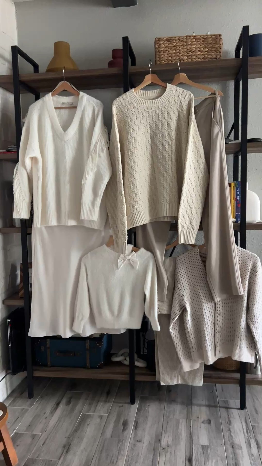 Family picture outfits! Fringe cream sweater & satin cream skirt for mom, cream cable knit sweater & relaxed pants for dad, cardigan & cream striped pants for my son and cream sweater with a bow details and lace skirt  

#LTKHoliday #LTKKids #LTKFindsUnder100