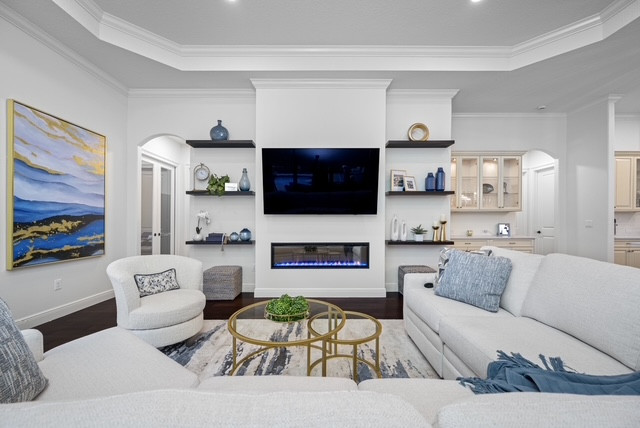 Finding my center in this symmetrical sanctuary! 🧘‍♀️✨ Feng Shui is all about balance, and these twin floating shelves create the perfect "mountain" support for the home’s energy. 

I’m obsessed with how the deep blues ground the space while the gold accents invite in that "wealth" energy! 💙🔱

Shop the look:

🕯️ Matte Black Taper Holders (for that Fire element)

☁️ Plush White Sectional

🖼️ Abstract Blue Wall Art

🪵 Sleek Black Floating Shelves

#LTKhome #FengShuiLiving #ModernZen #BlueDecor #InteriorDesign 

 #LTKHome