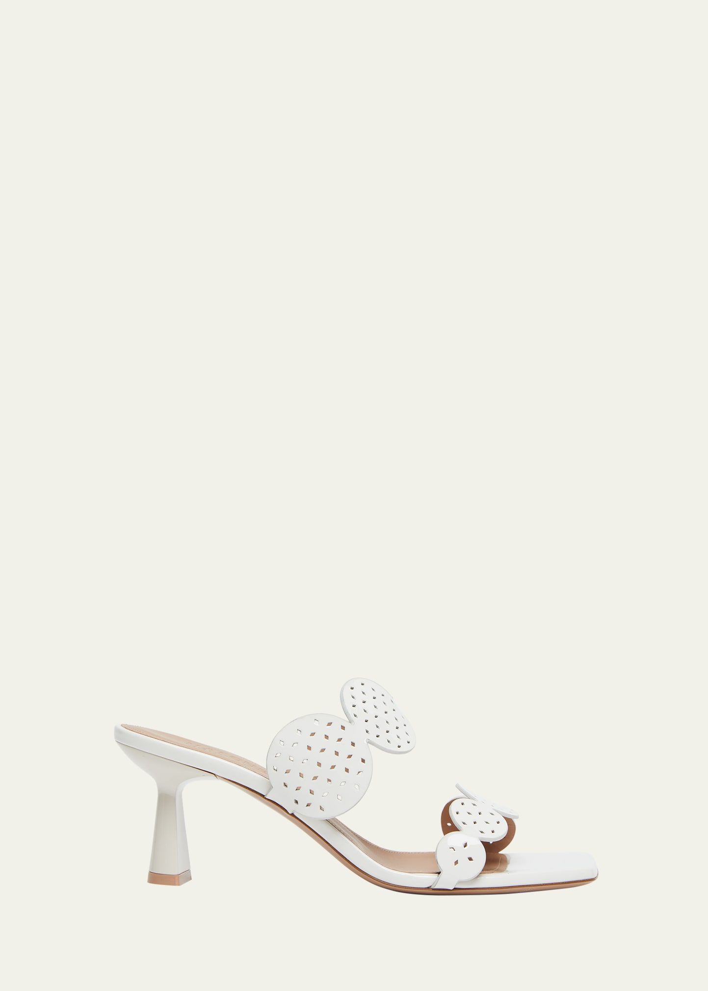 Malone Souliers Trish Perforated Patent Mule Sandals | Bergdorf Goodman