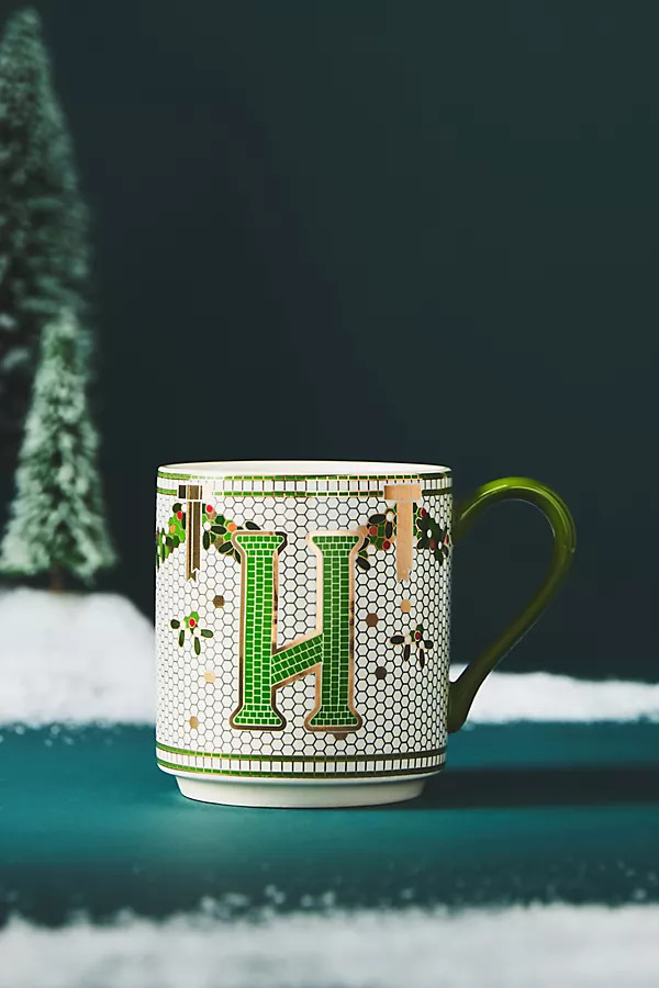 Festive Bistro Tile Monogram Mug | Anthropologie (US)