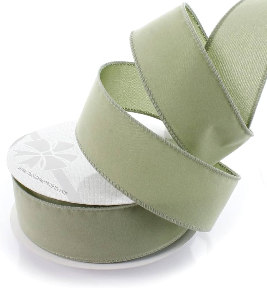 Ribbon Traditions 1.5" Wired Suede Velvet Ribbon Light Sage - 10 Yards | Amazon (US)
