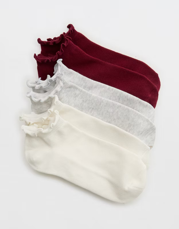 Aerie Lettuce Edge Ankle Sock 3-Pack | American Eagle Outfitters (US & CA)