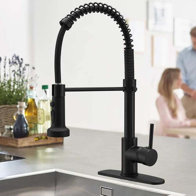 BESy Commercial Kitchen Faucet With Pull Down Sprayer, High-Arc Single Handle Single Lever Spring... | Amazon (US)