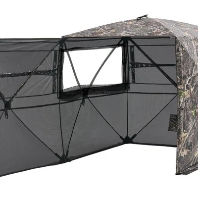 Hunting Blind, 4-5 Person See Through Ground Blinds with Carrying Bag, 360 Degree Portable Camouflage Tent, Durable Concealed Shelter with Silent Zipp | Wayfair North America