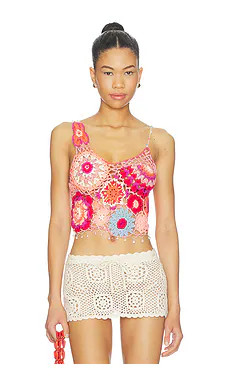 Free People Fiorella Crochet Tank in Pink Solace Combo from Revolve.com | Revolve Clothing (Global)