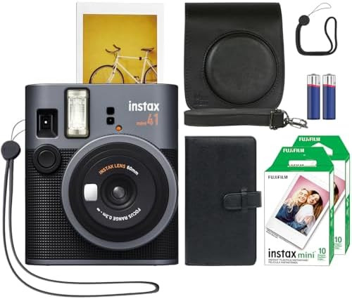 Fujifilm Instax Mini 41 Instant Film Camera Black + 20 Instax Instant Film Prints Bundle | Amazon (US)