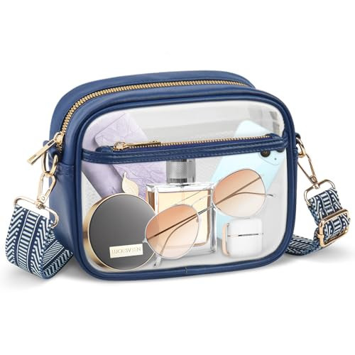 KETIEE Clear Crossbody Bag | Stadium Approved Clear Purses for Women | Clear Shoulder Bags Tote Handbag Clutch Bag with Adjustable Strap for Concerts Sports (Navy) | Amazon (US)