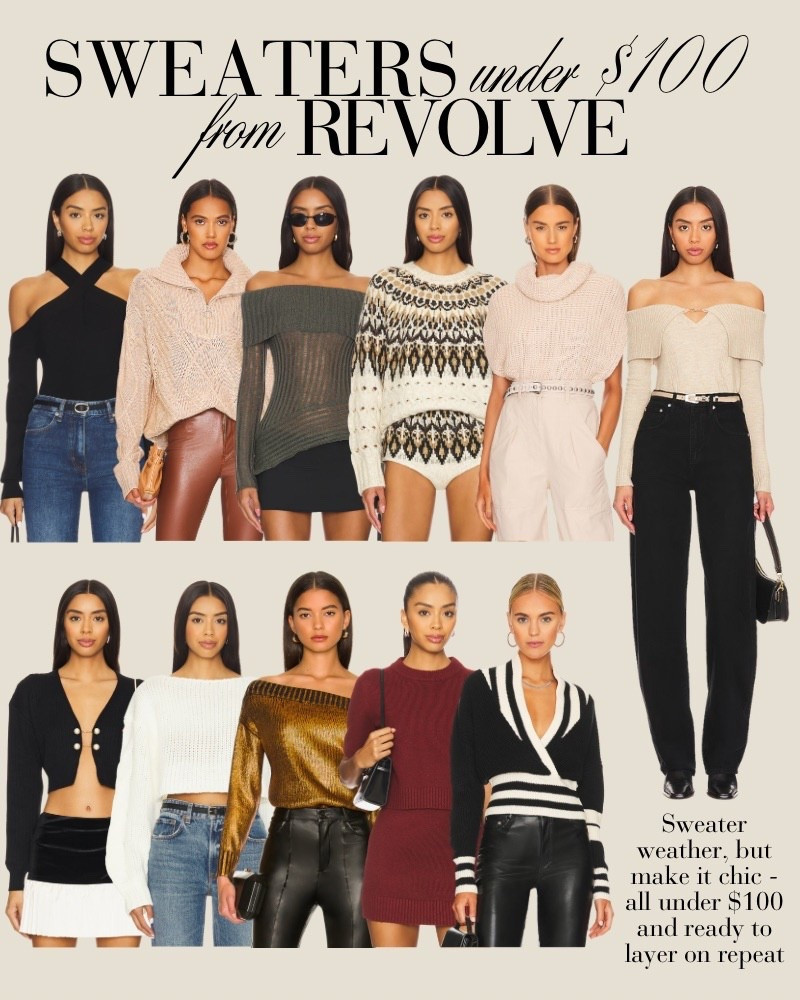 Under $100 Sweaters from Revolve