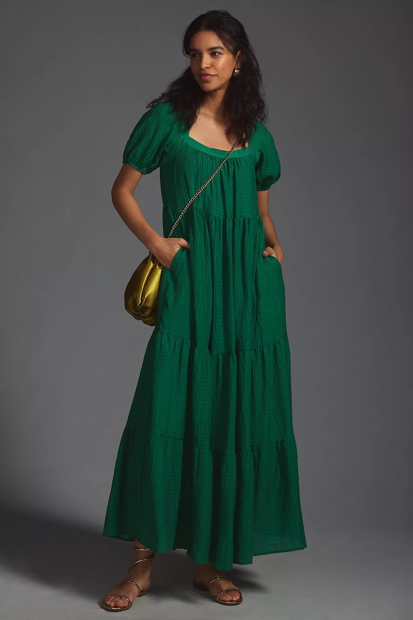 By Anthropologie Tiered Puff-Sleeve Maxi Dress | Anthropologie (US)