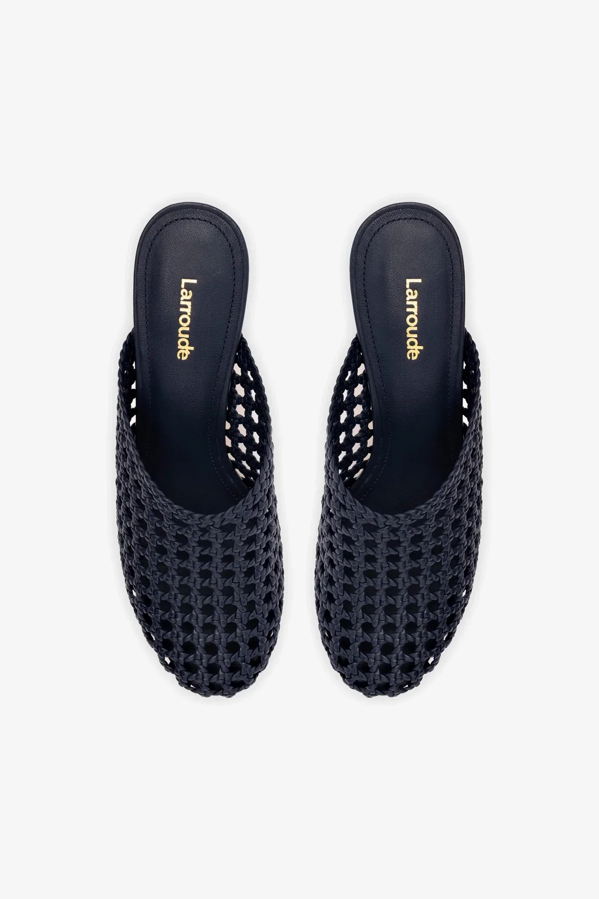 Dew Drop Macrame Mule In Navy Leather | Larroude