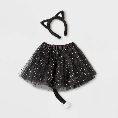 Toddler Girls' Cat Skirt& Tail Costume Accessory Set - Cat & Jack™  Black 2T-4T | Target
