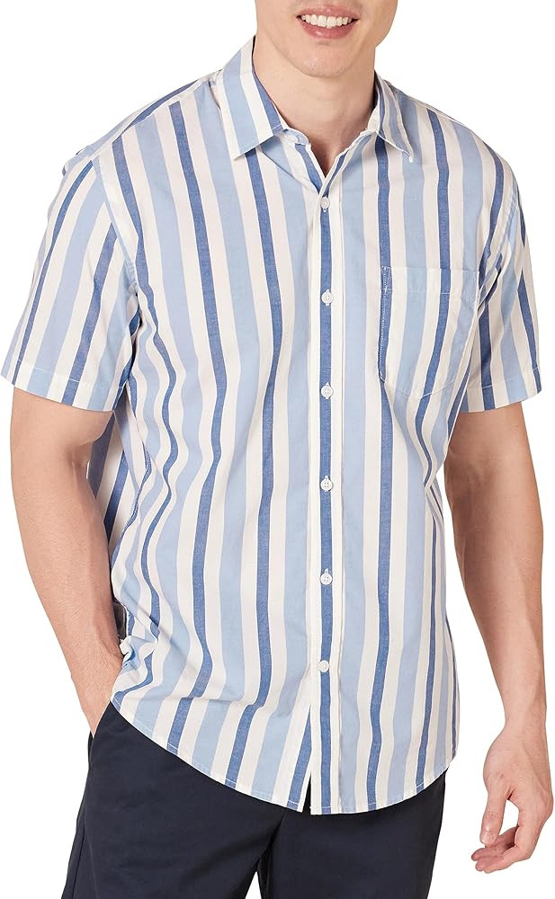 Amazon Essentials Men's Regular-Fit Short-Sleeve Poplin Shirt | Amazon (US)