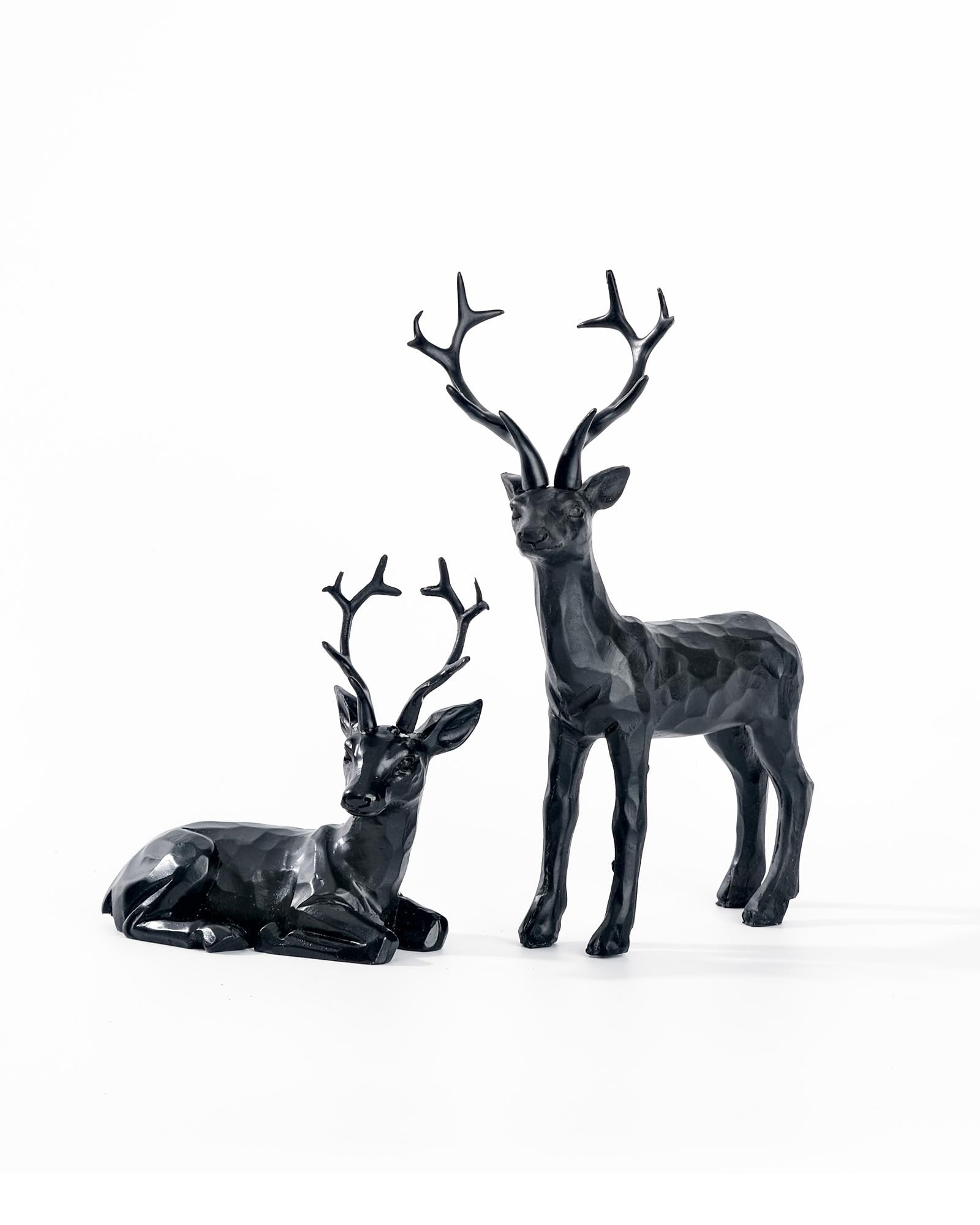 DN DECONATION 2PCS Black Reindeer Figurine Decoration, Small Christmas Resin Deer Statue Sculptur... | Amazon (US)