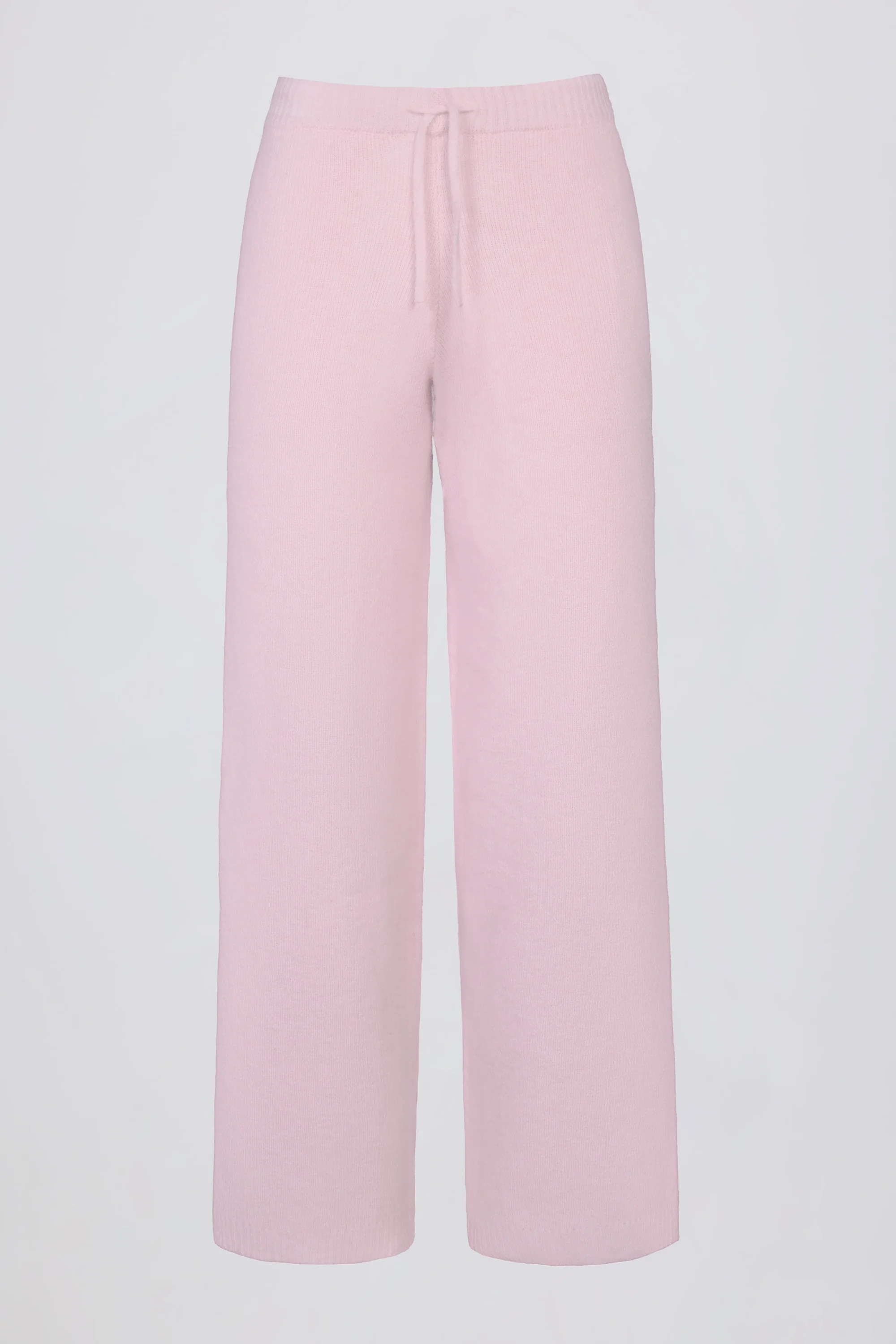 Knit Mid-Rise Wide-Leg Joggers in Soft Pink | Oh Polly