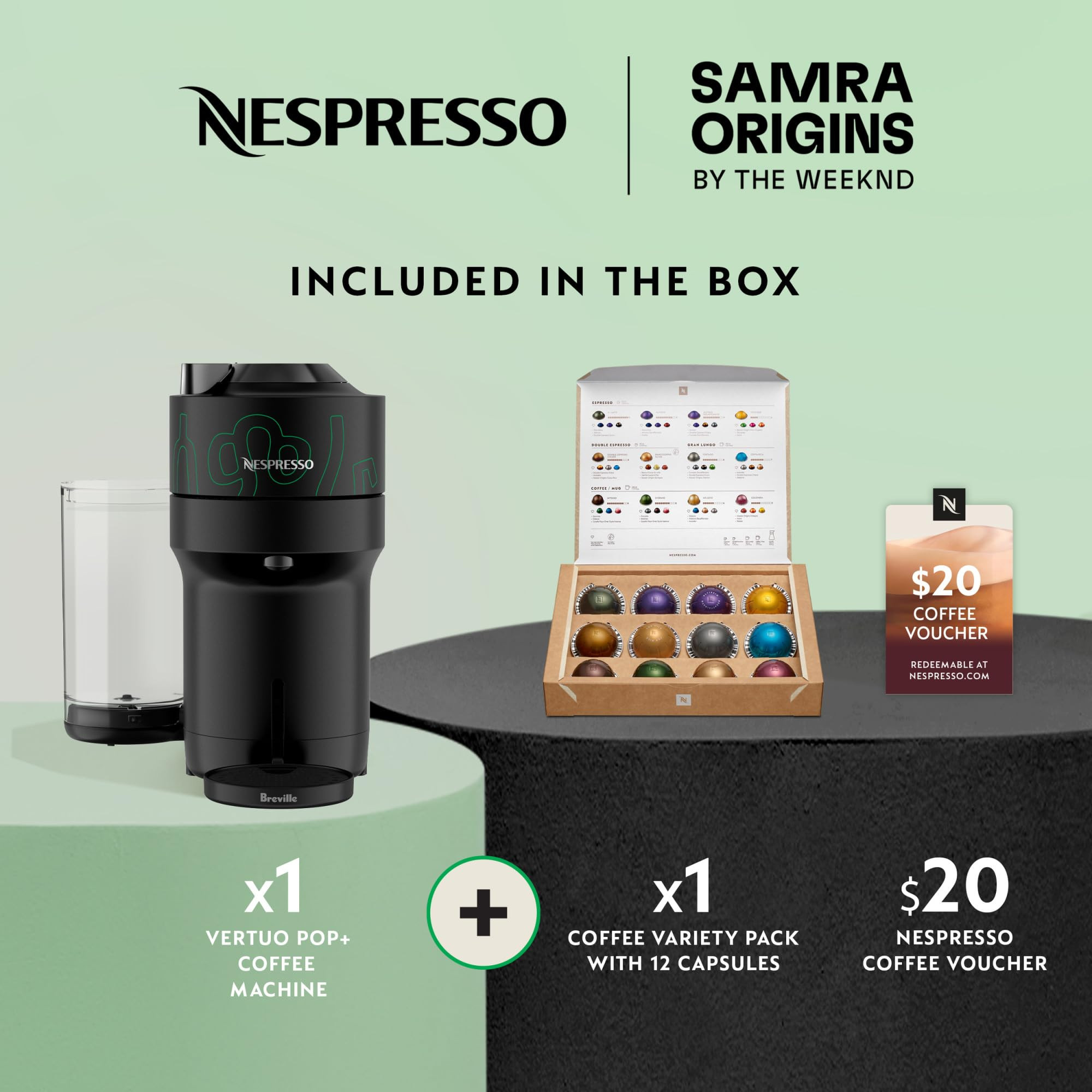 Nespresso Vertuo Pop+ Coffee and Espresso Maker by Breville, Samra Origins by The Weeknd Metad Gr... | Amazon (US)