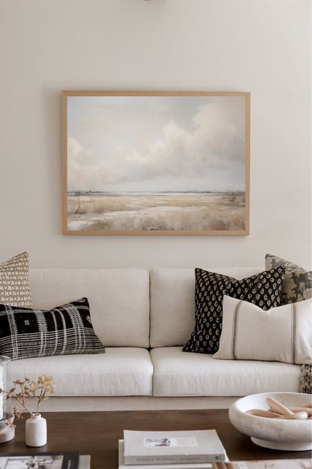 Neutral living room decor! I love this gorgeous, affordable sofa and pillow combo. 

ART: Shop the Memorial Day Sale at collectionprints.com and save up to 60% off on all art and frames! This is the 40x30” natural float frame canvas 

#LTKsalealert #LTKhome #LTKSeasonal