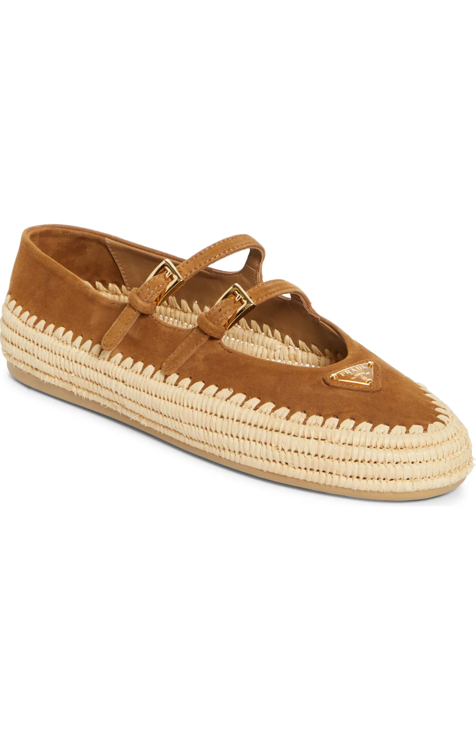 Raffia Double Strap Mary Jane Flat (Women) | Nordstrom
