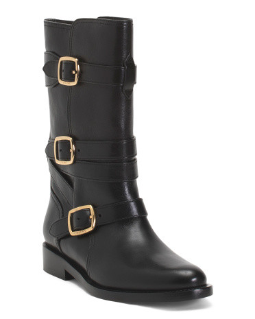 Made In Italy Leather Triple Buckle Boots | TJ Maxx