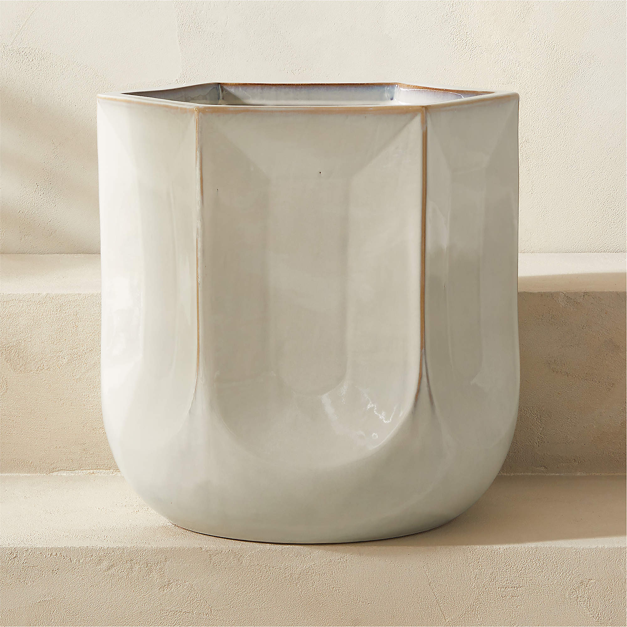Finca Hexagonal White Glazed Indoor/Outdoor Planter Small + Reviews | CB2 | CB2