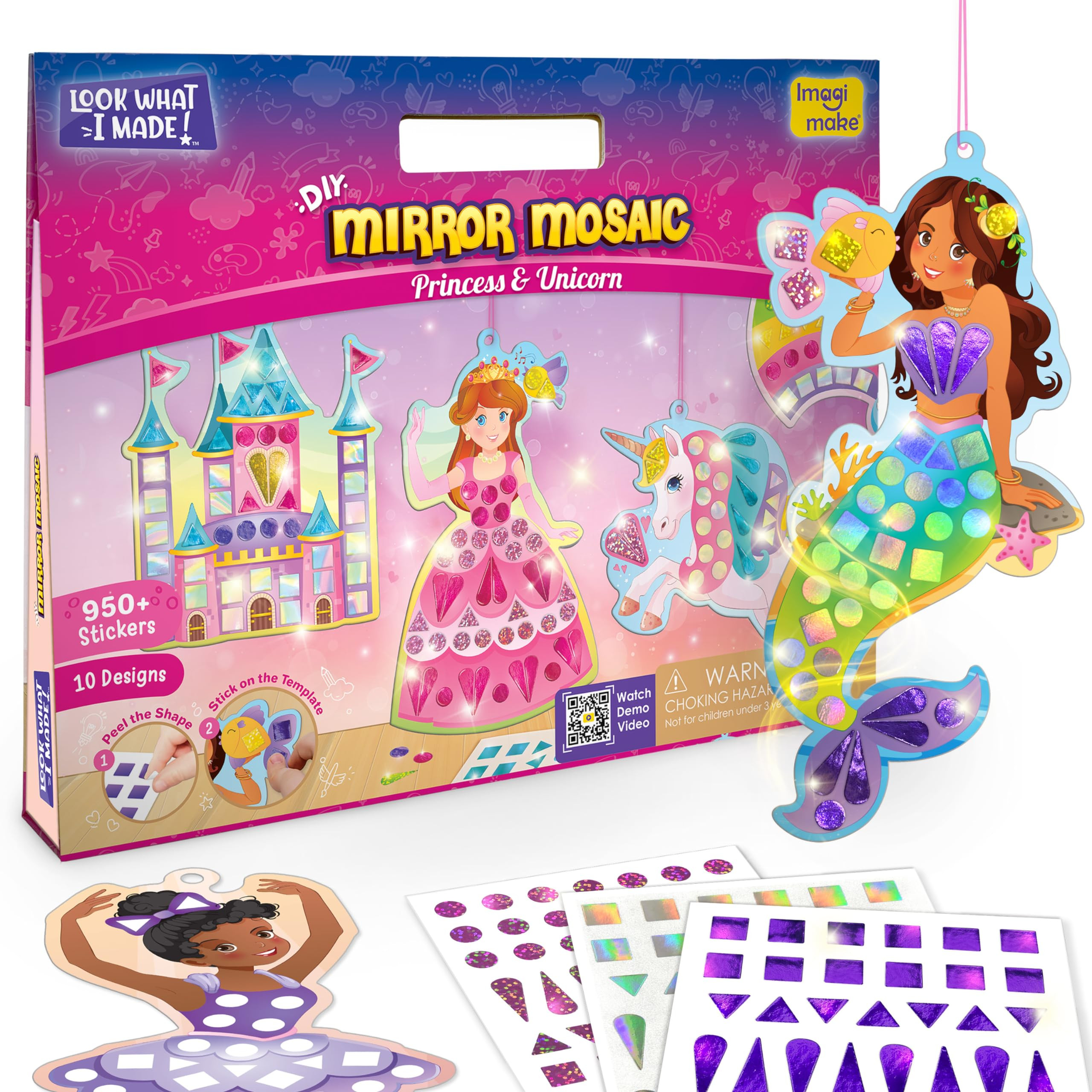 Imagimake Mirror Mosaic Princess & Unicorn Kids Art Set | DIY Craft Kit | Foil Stickers for Kids ... | Amazon (US)