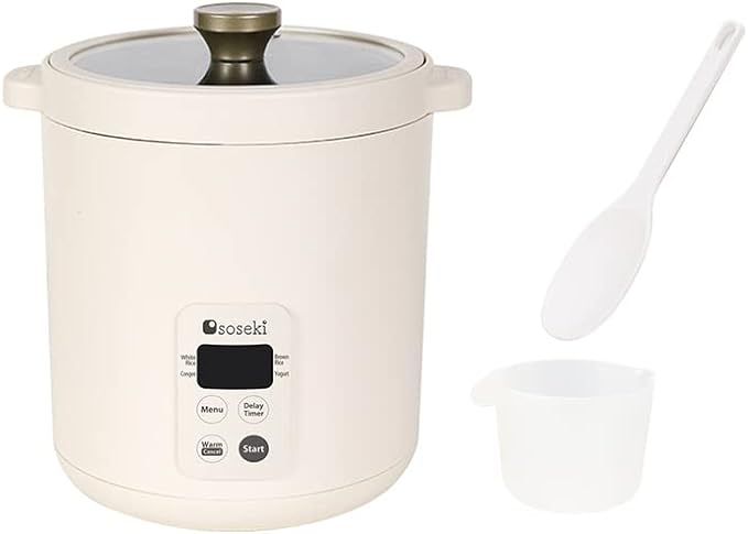 soseki Mini Rice Cooker, 2 Cups Uncooked Rice Cooker Small, One-Touch Screen with 4 Presets Rice ... | Amazon (US)