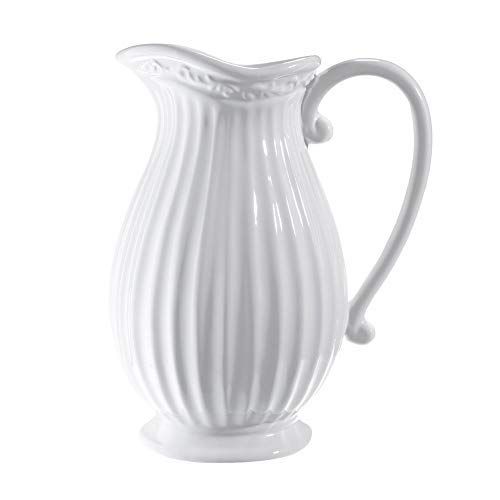 10 Inches Tall Large White Ceramic Pitcher Vase Decorative French Country Pitcher Vase for Flower... | Amazon (US)