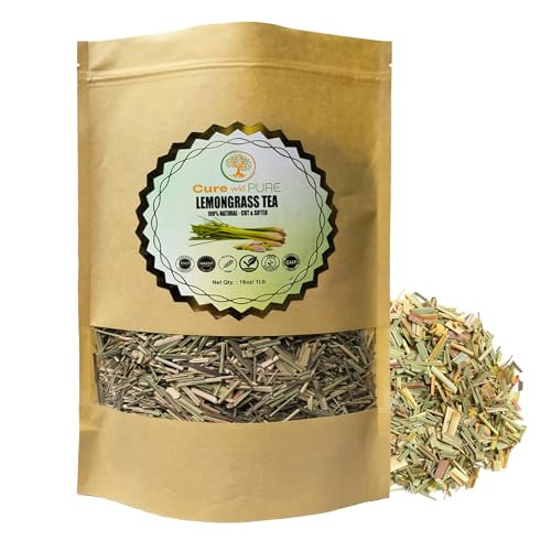 Cure wid Pure Organic Dried Lemongrass - Cut & Sifted 1lb In A resealable Bag - Non-GMO Lemon Grass for Tea, Cooking, Thai Cuisine, Herbal Teas For Digestion, Relaxation & Overall Well-Being. | Amazon (US)