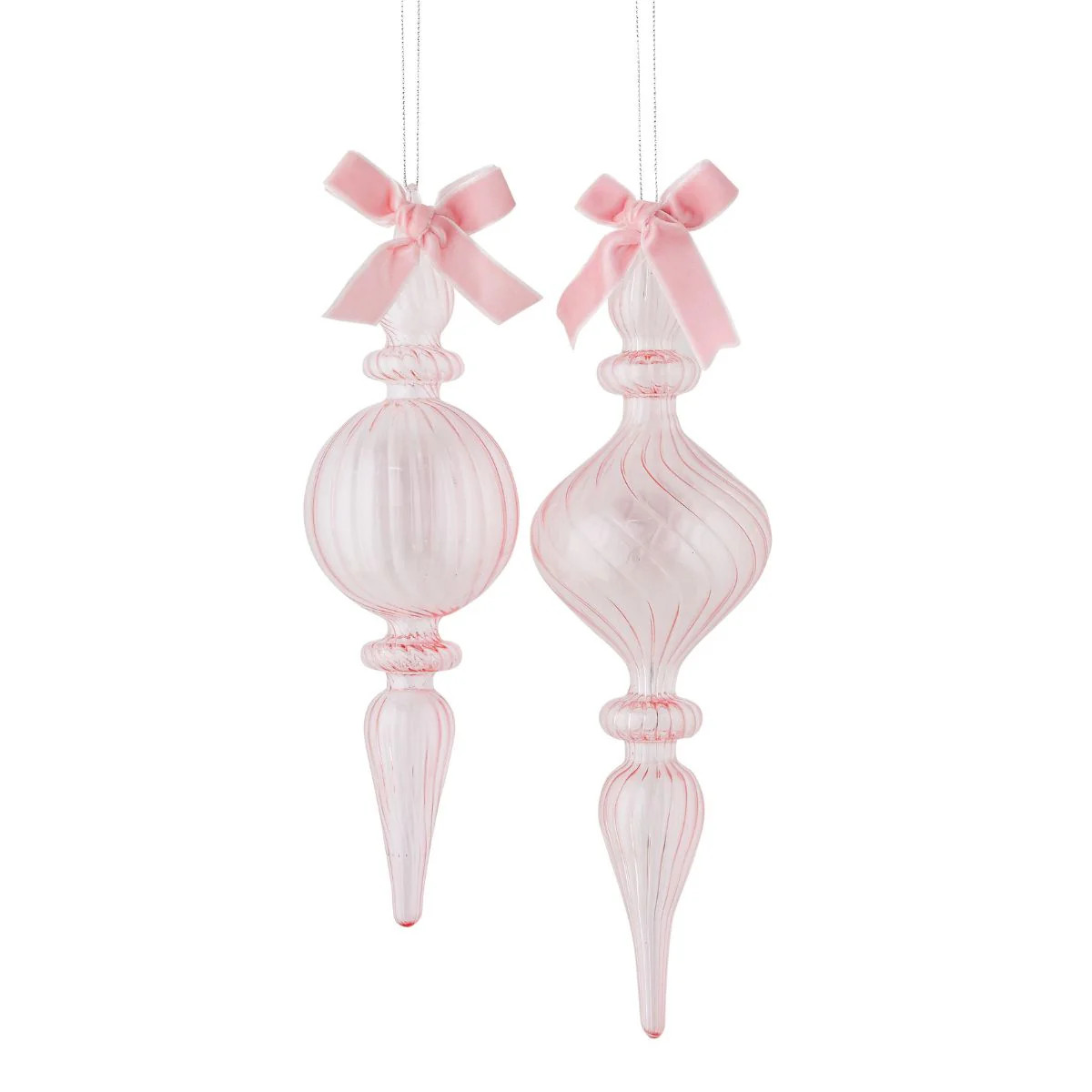 Clear Pink Blown Glass Ornament Set | Caitlin Wilson Design