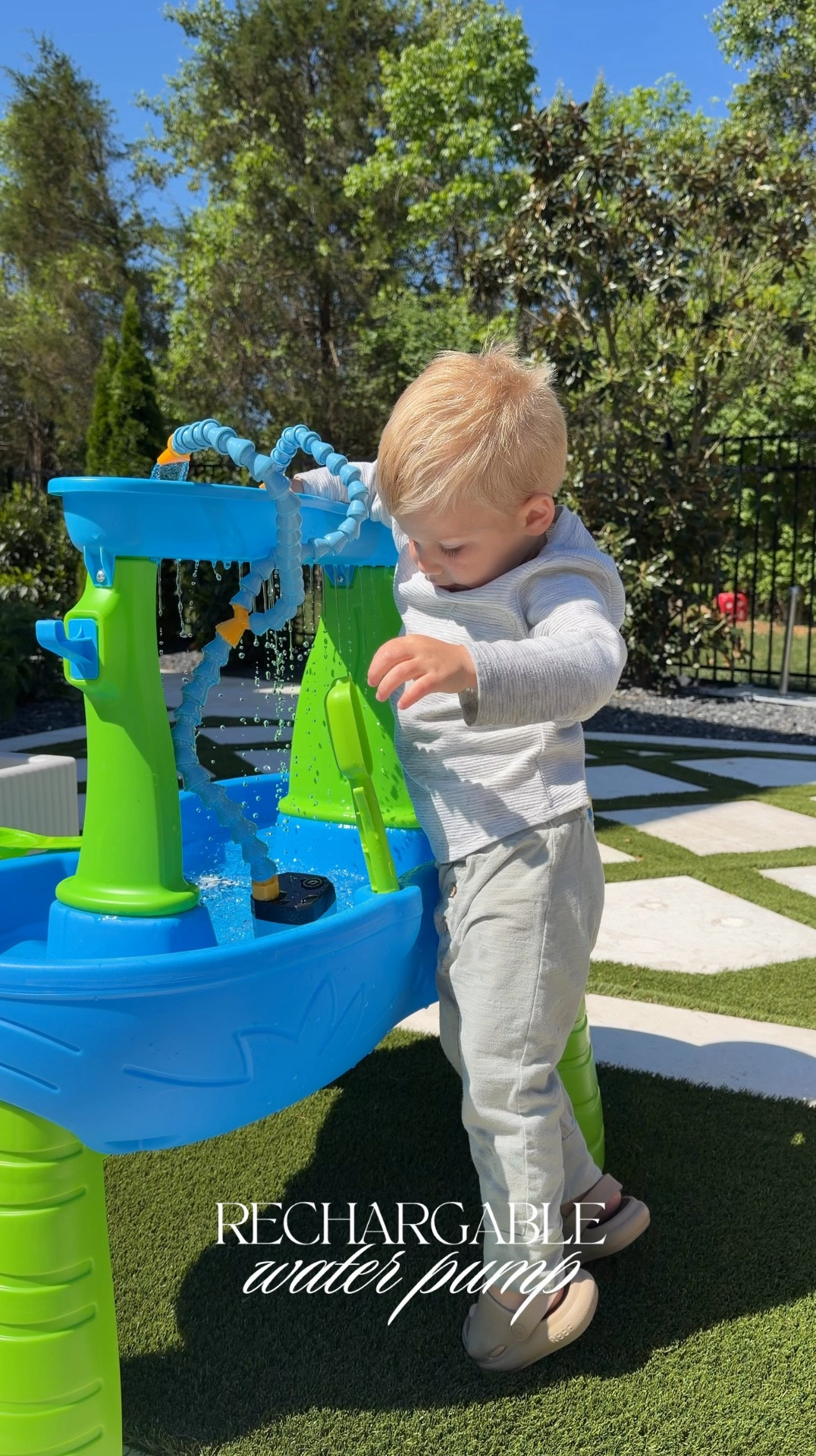 Just saw that the whale version of this pump is on sale (we have the square base, but the whale is so cute). 

This rechargeable water pump is a must for any water table. No cords or plugging in required! Just charge & suction down to your table- has two spouts that provide continual water flow! 

Summer toy, outdoor play, toddler 


#LTKmomlife #LTKKids #LTKSaleAlert