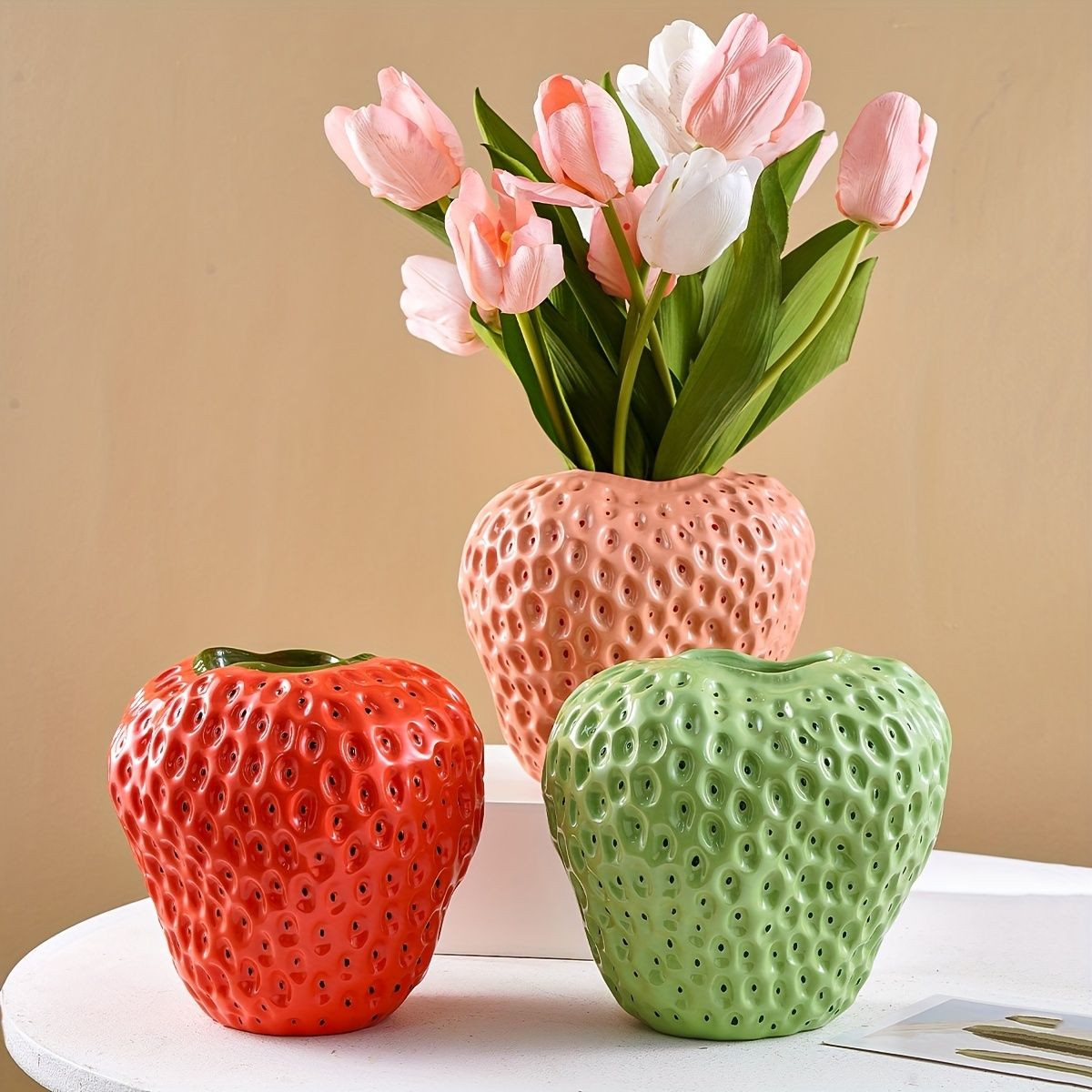1pc Creative Cute Strawberry Shaped Vase, Resin Material Home Decoration Vase, Suitable For Livin... | Temu Affiliate Program