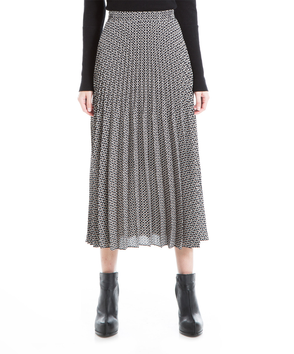 Max Studio Women's Casual Skirts BKBGDDOT - Black & White Dot Pleated Midi Skirt - Women | Zulily
