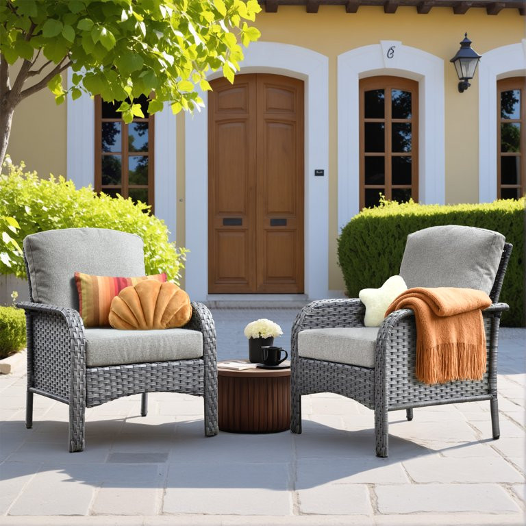 Toject 2 Pieces Patio Furniture Set, Outdoor Wicker Chairs of 2, High Back Ratten Conversation Se... | Walmart (US)