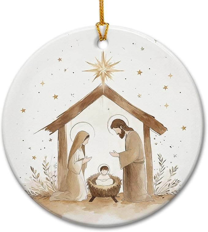 Nativity Christmas Ornaments 2025 - Watercolor Nativity Scene Ornaments for Christmas Tree - Baby... | Amazon (US)