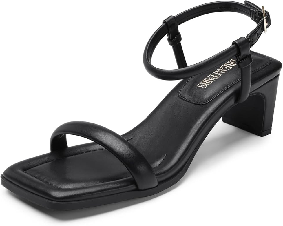 DREAM PAIRS Women's Heels Open Toe Ankle Strap Square Cute Wedding Party Sandals Comfort Dress Sh... | Amazon (US)