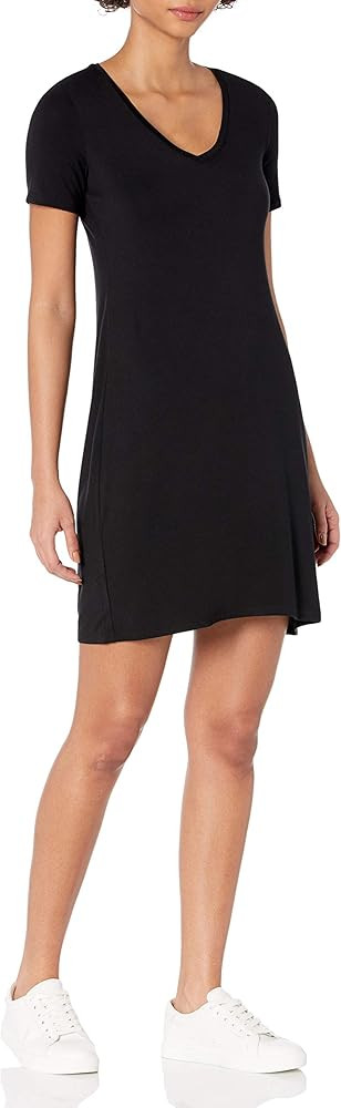 Daily Ritual Women's Jersey Short-Sleeve V-Neck T-Shirt Dress | Amazon (US)