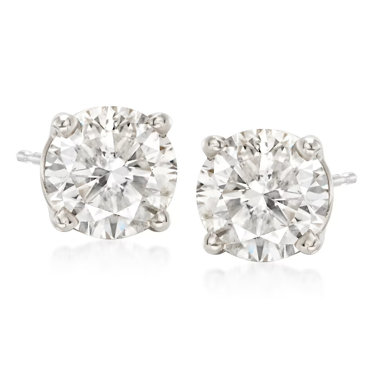 3.00 ct. t.w. CZ Stud Earrings in 14kt White Gold | Ross-Simons