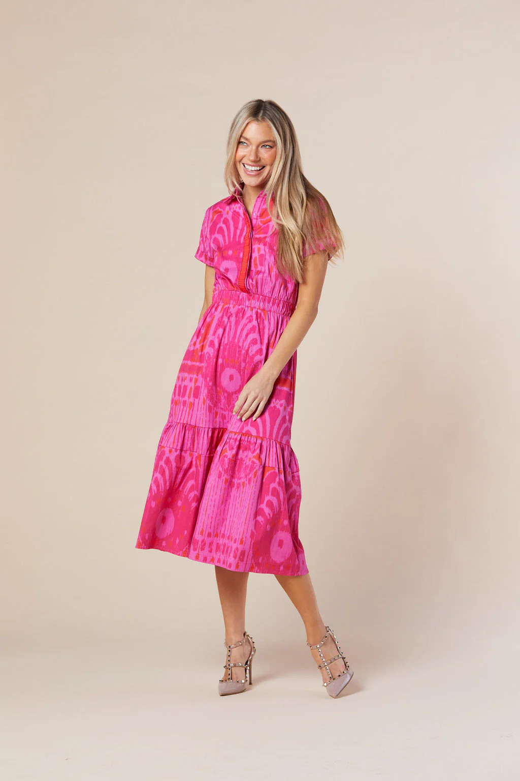 Sheridan French I Fall 2023 I Gwyneth Dress in Hot Pink Moroccan Ikat | Sheridan French