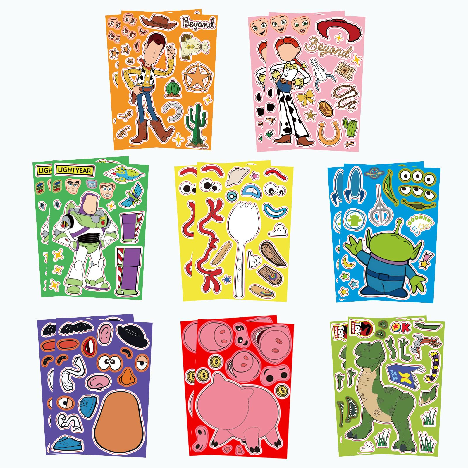 ATPKPMZ 40 Pcs Toy Inspired Make a Face Stickers - DIY Cartoon Stickers Kit for Birthday Party De... | Amazon (US)