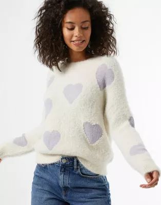 Miss Selfridge heart and pearl sweater in multi | ASOS (Global)