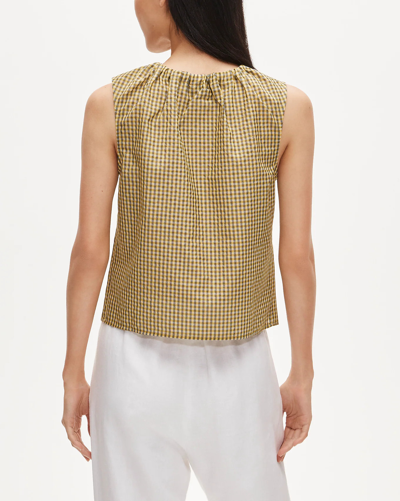 Tie-neck tank top in gingham | J. Crew US