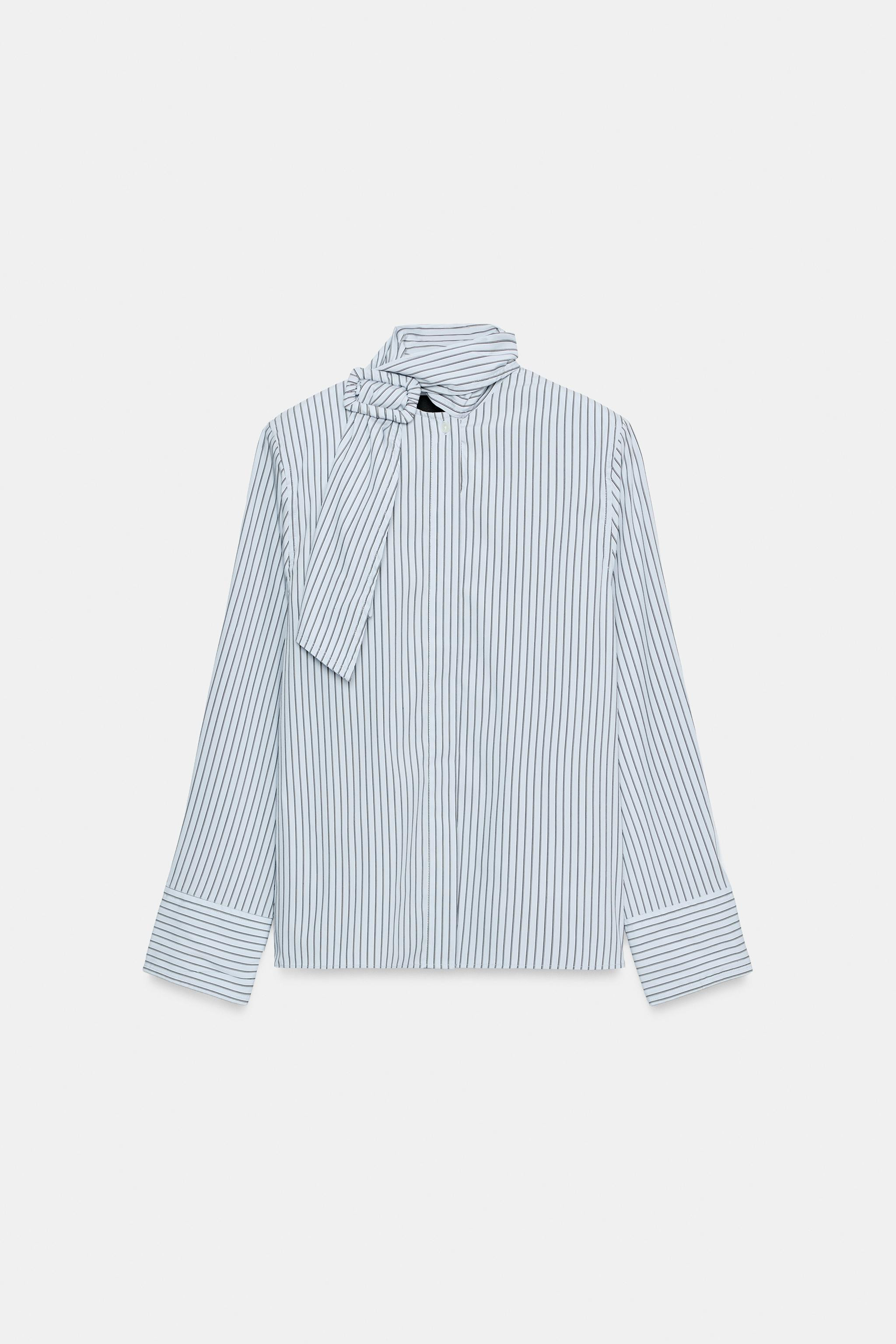 STRIPED BUCKLE SHIRT WITH SHOULDER PADS | Zara US