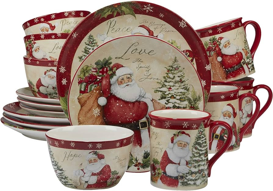 Certified International 89127 Holiday Wishes 16 piece Dinnerware Set, Set of 4, One Size, Mulicol... | Amazon (US)
