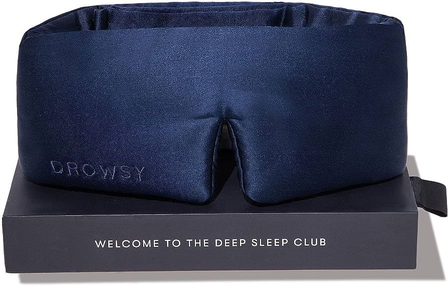 DROWSY Midnight Blue Silk Sleep Mask. Face-Hugging, Padded Silk Cocoon for Deep Sleep Therapy in ... | Amazon (US)