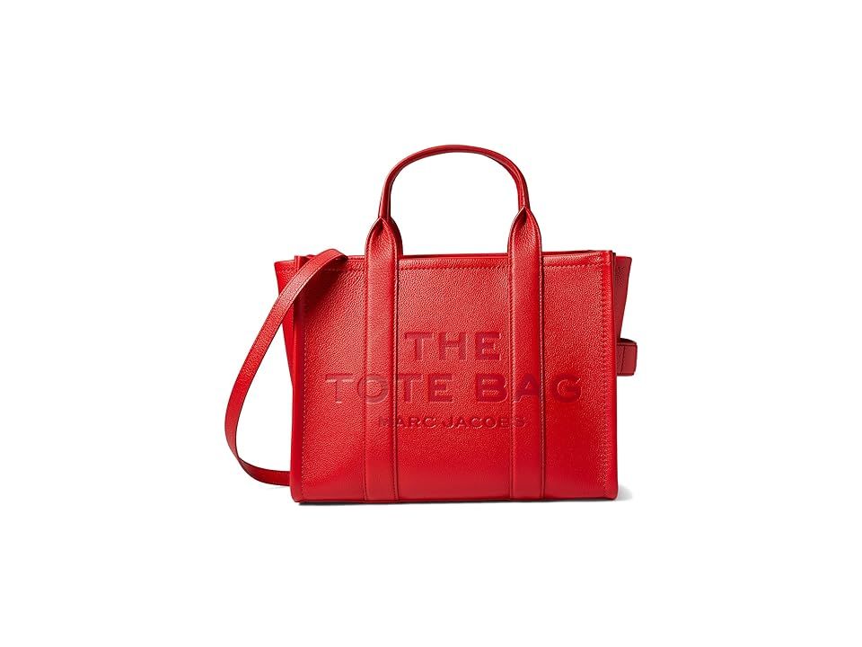 Marc Jacobs The Leather Medium Tote Bag (True Red) Handbags | Zappos