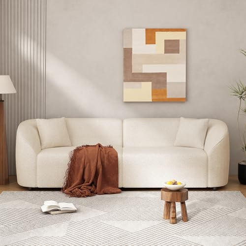 JURMALYN 87" Sectional Sofa Curved Couch, Modern 3 Seat Boucle Sofa Comfy Plush Couch for Living Room, Beige | Amazon (US)