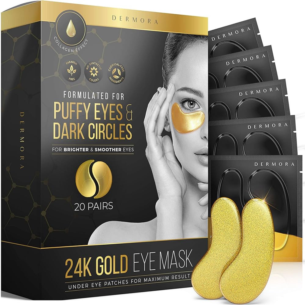 Dermora 24K Gold Eye Mask Puffy Eyes and Dark Circles Treatments Look Less Tired | Amazon (US)