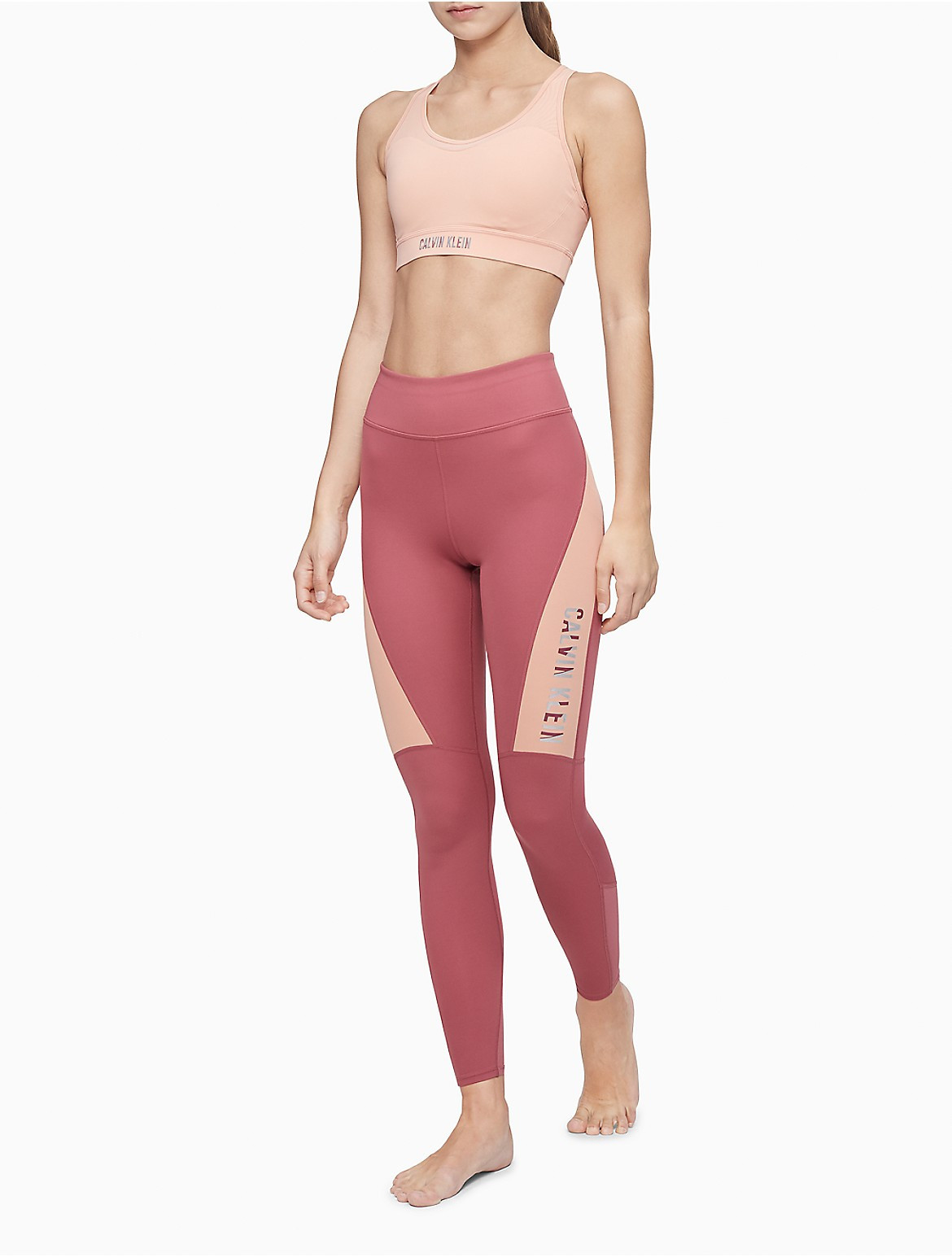 Calvin Klein Women's Performance Colorblock Logo High Waist Leggings - Pink - L | Calvin Klein (US)