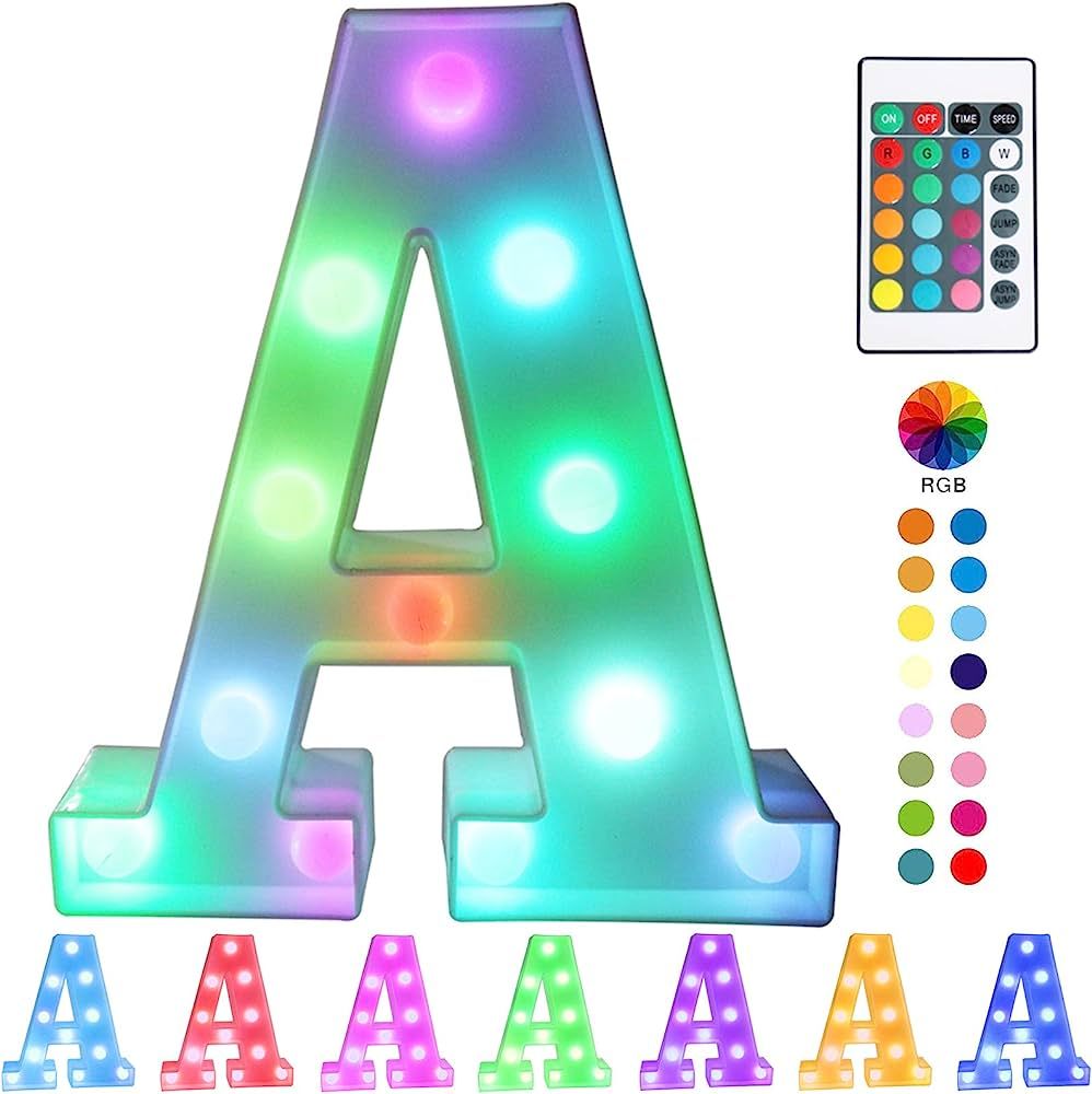 Pooqla Colorful LED Marquee Letter Lights with Remote – Light Up Marquee Signs – Party Bar Le... | Amazon (US)